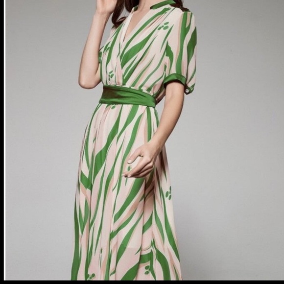 Kaimilan Green Day A-Line V-Neck Short Sleeve Midi Printed Dress - Picture 15 of 15